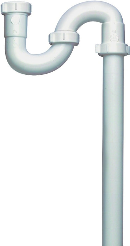 Plumb Pak PP66-3W S-Trap, 1-1/2 in, Slip-Joint, Plastic, White
