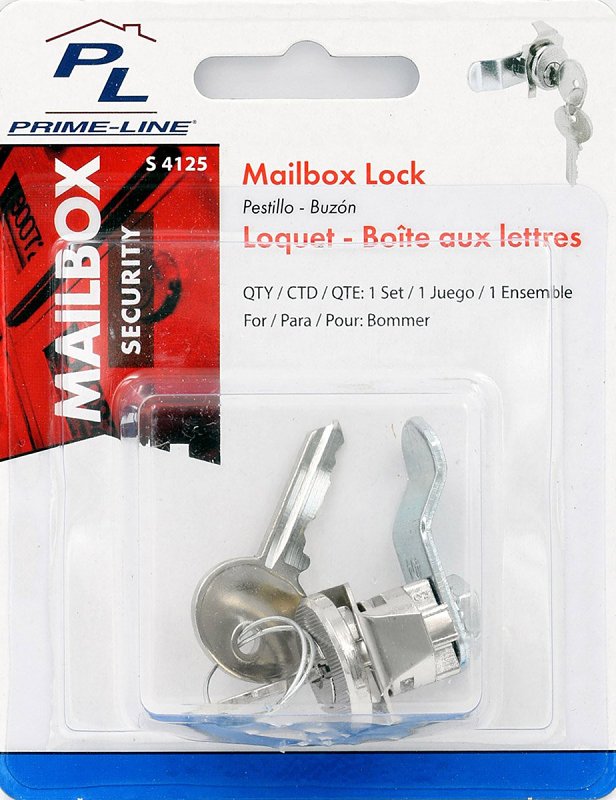 Defender Security S 4125 Mailbox Lock, 1-7/32 in W Dimensions, Tumbler Lock, Keyed Key, Steel, Nickel