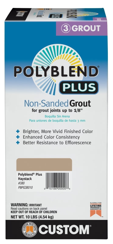 Polyblend PBPG38010 Non-Sanded Grout, Haystack, 10 lb Box