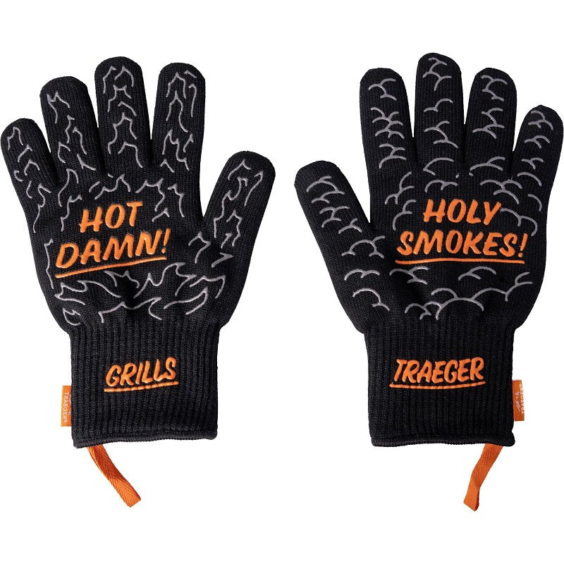 Traeger BAC788 BBQ Grilling Mitts, Aramid Fiber/Silicone, Black