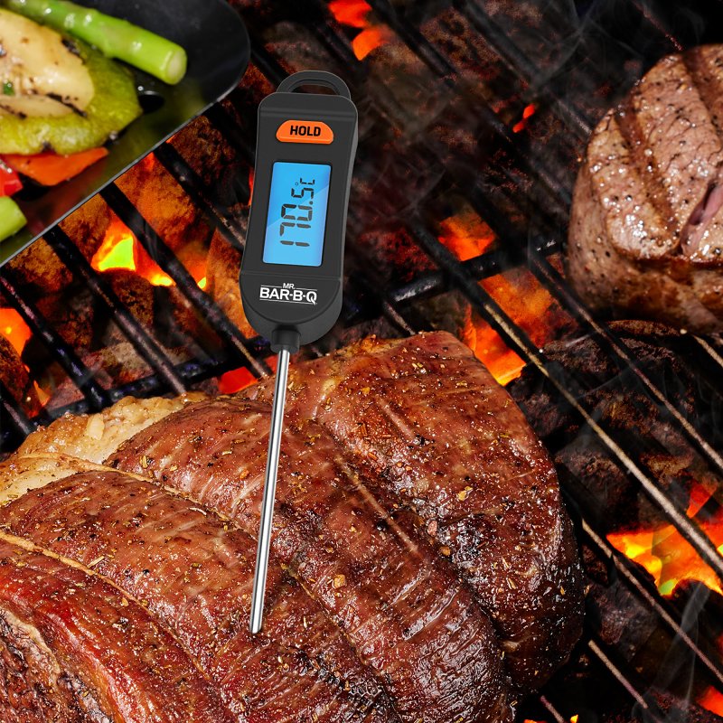 Mr. BAR-B-Q 40390Y Barbecue Thermometer, Digital Display, Stainless Steel Probe Material