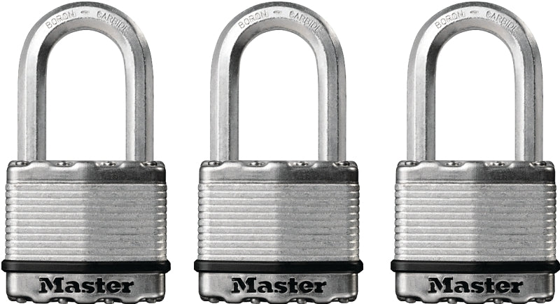 Master Lock Magnum Series M5BLCTRILFHC Padlock, Alike Key, 3/8 in Dia Shackle, Boron Carbide Shackle, Steel Body