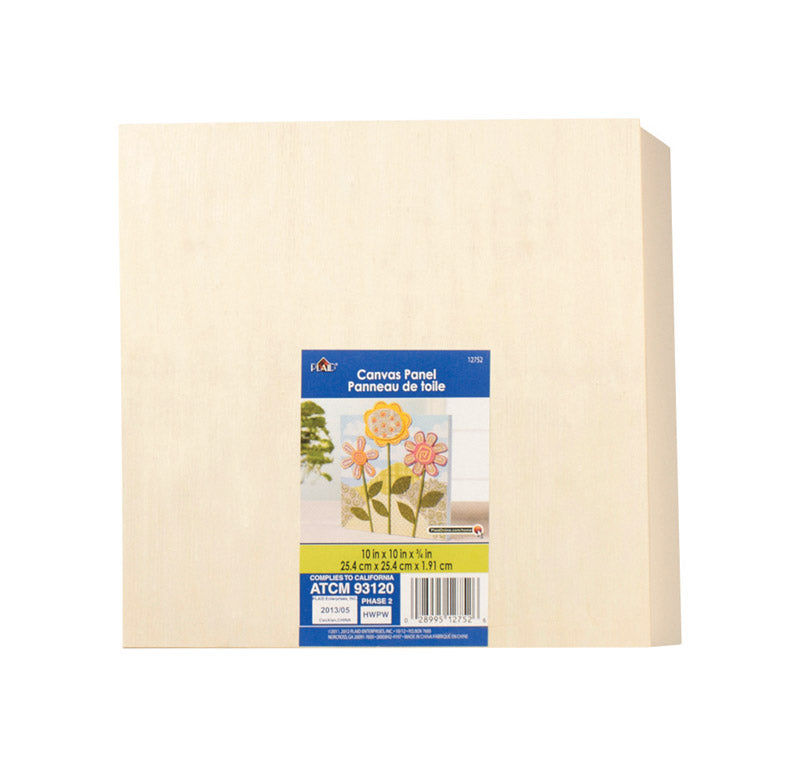 Plaid 0.75 in. H X 10 in. W X 10 in. L Natural Beige Wood Canvas Panel, Pack of 2