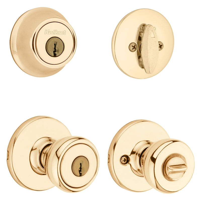 Kwikset 690T 3CP6ALRCSK6 Combination Lockset, Knob Handle, Tylo Design, Polished Brass, 3 Grade