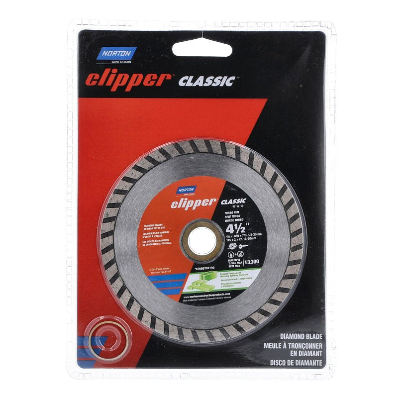 Norton Clipper Classic 07660702790 General-Purpose Dry Turbo Rim Portable Blade, 4-1/2 in W, Diamond