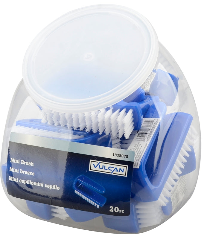 Vulcan JLWNB2001 Mini Scrub Brush, 0.6 in L Trim, Nylon Bristle, White Bristle, 7/8 in W Brush, 3 in OAL, Pack of 20