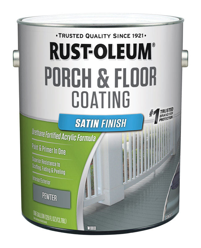 Rust-Oleum Porch & Floor Satin Pewter Porch and Floor Paint+Primer 1 gal, Pack of 2