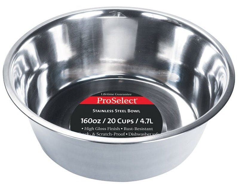 ProSelect ZW150 98/56670 Pet Feeding Dish, 5 qt Volume, Stainless Steel