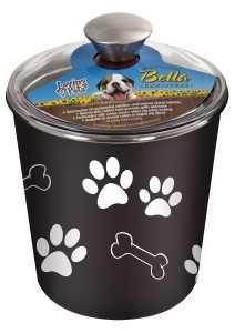 Loving Pets 7481 Pet Treat Canister, 72 fl-oz Capacity, Plastic/Stainless Steel, Espresso, Gasket Seal Cover/Lid