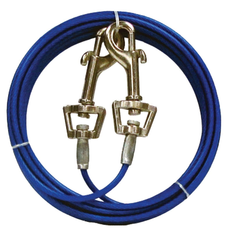 Guardian Gear Q231500099 Pet Tie-Out Belt with Twin Swivel Snap, 15 ft L Belt/Cable, For: Medium Dogs Up to 35 lb