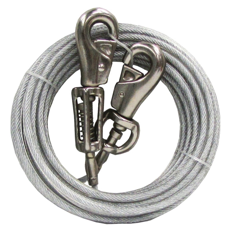 Guardian Gear Q5720SPG99 Tie-Out with Spring, 20 ft L Belt/Cable, For: Extra Large Dogs Up to 125 lb