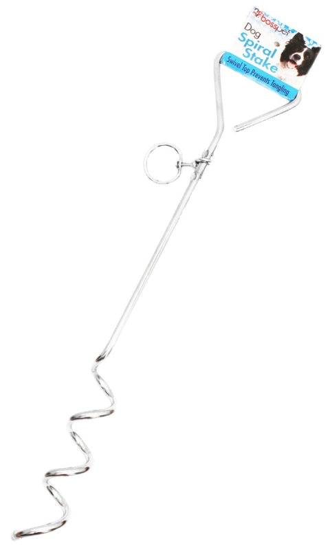 Boss Pet 01312 Spiral Tie-Out Stake, Steel, Silver