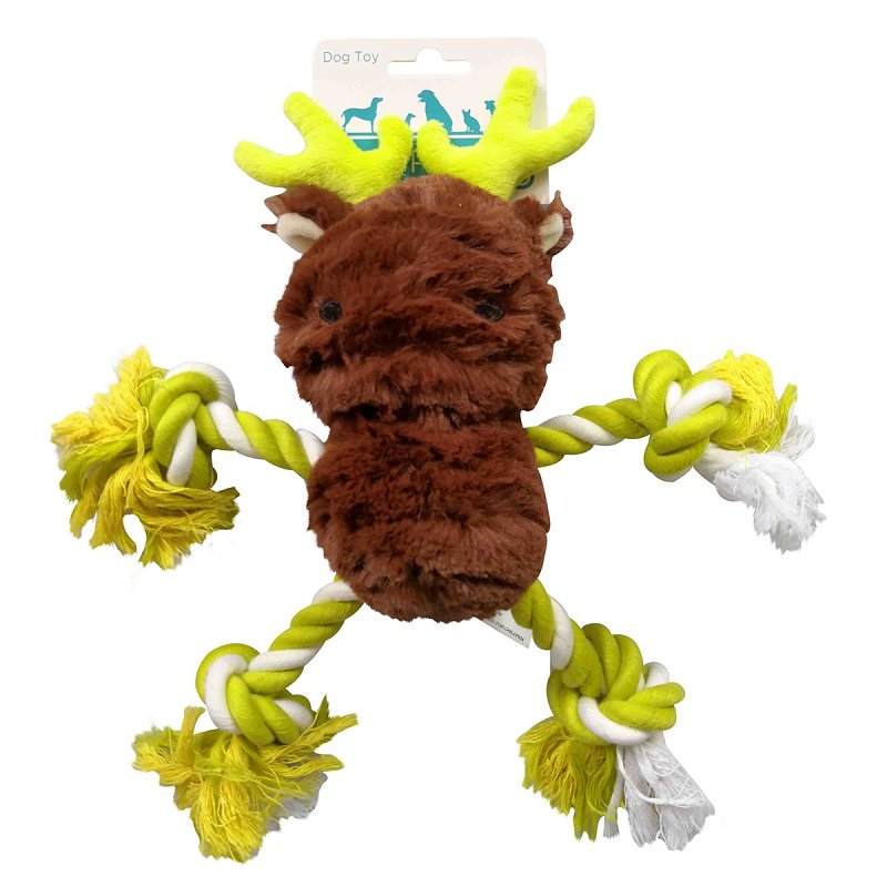 Boss Pet Pet Park Blvd US2261 16 Dog Toy, Chew, Fetch Toy, Tugger Moose, Plush/Rope