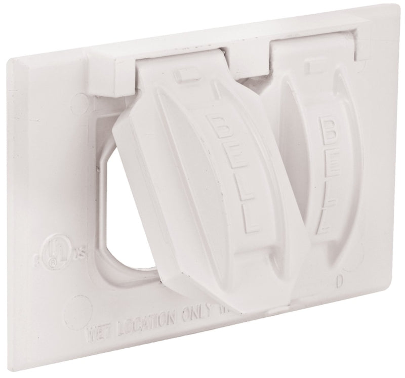 Hubbell 5180-6 Cover, Flip, Snap, 2-13/16 in L, 4-9/16 in W, 1-Gang, Metal, White, Powder-Coated, 6/CD