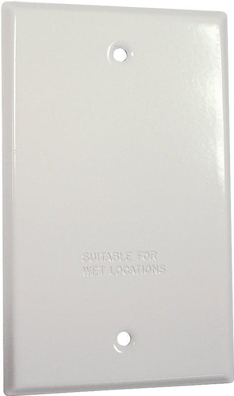 Hubbell 5173-6 Cover, Blank, Flat, 4-17/32 in L, 2-25/32 in W, 1-Gang, Metal, White, Powder-Coated, 12/CD