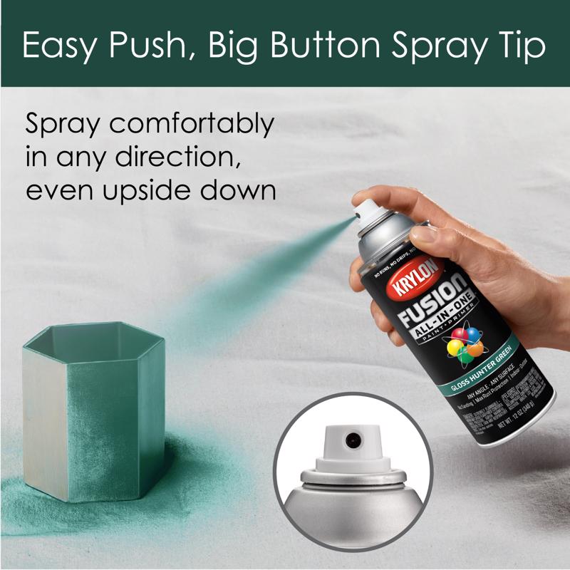 Krylon Fusion All-In-One Gloss Hunter Green Paint+Primer Spray Paint 12 oz, Pack of 6