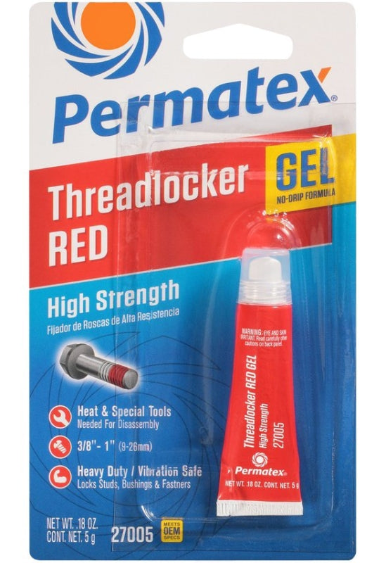 Permatex 27005 Threadlocker, 5 g, Gel, Red