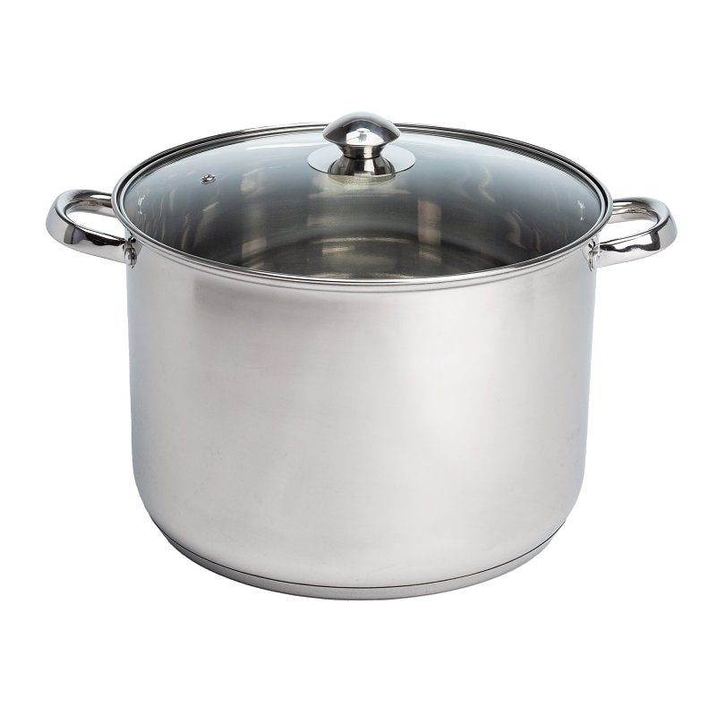 Ecolution Pure Intentions Series ESTL-4512 Stock Pot with Tempered Glass Lid, 12 qt Capacity, Stainless Steel
