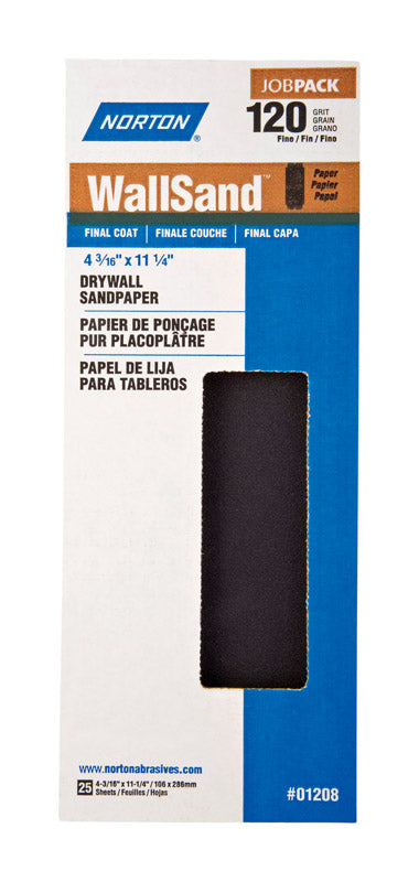 Norton WallSand 11-1/4 in. L X 4-3/16 in. W 120 Grit Silicon Carbide Drywall Sanding Sheet 25 pk
