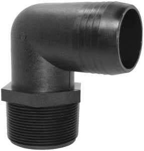 Green Leaf EL3414P Hose to Pipe Elbow, 3/4 x 1/4 in, Hose Barb x Male NPT, Polypropylene, Black, Pack of 5