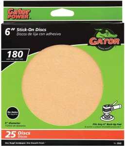 Gator GoldFlex 3242 Sanding Disc, 6 in Dia, Coated, 180 Grit, Very Fine, Aluminum Oxide Abrasive, Paper Backing