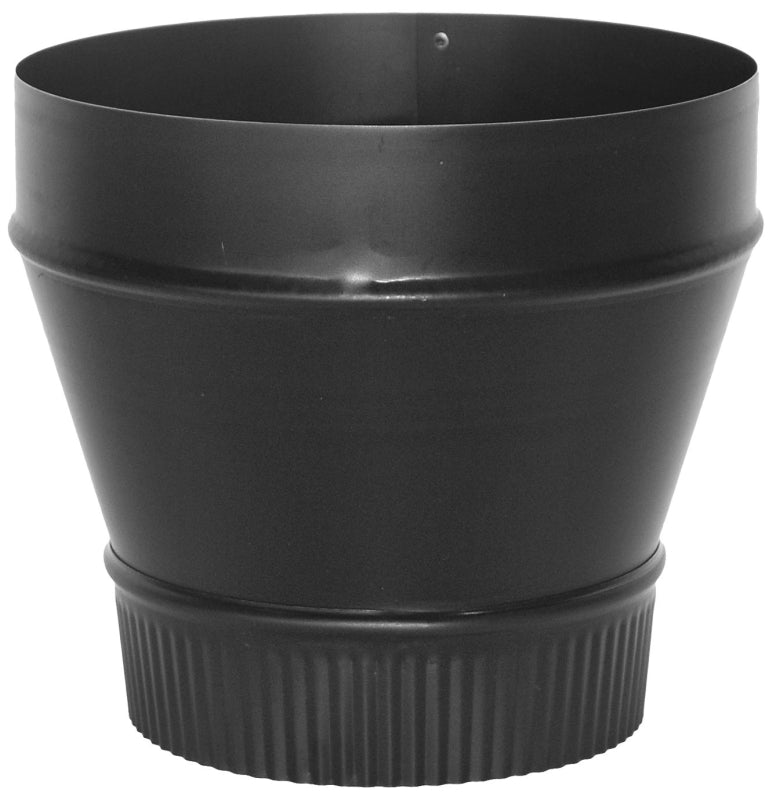 Imperial BM0080 Stove Pipe Reducer, 8 x 7 in, Crimped, 24 ga Thick Wall, Steel, Matte Black
