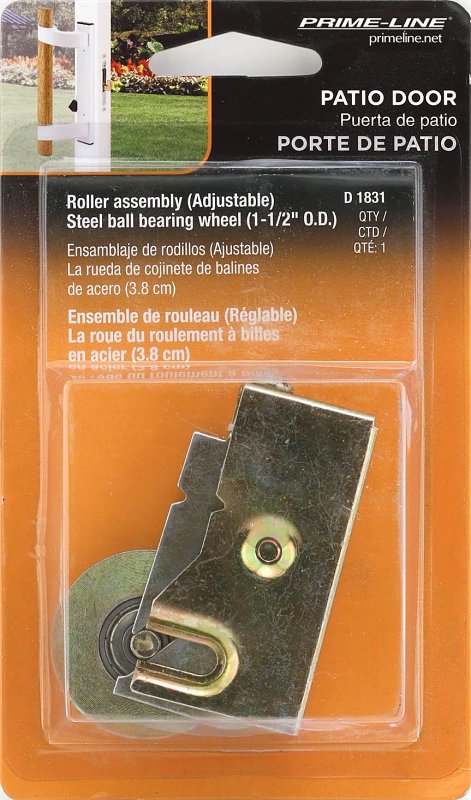 Prime-Line D 1831 Roller Assembly, 2-5/8 in L x 3/4 in W x 1-1/8 in H Dimensions, 1-1/2 in Dia Roller, 5/16 in W Roller