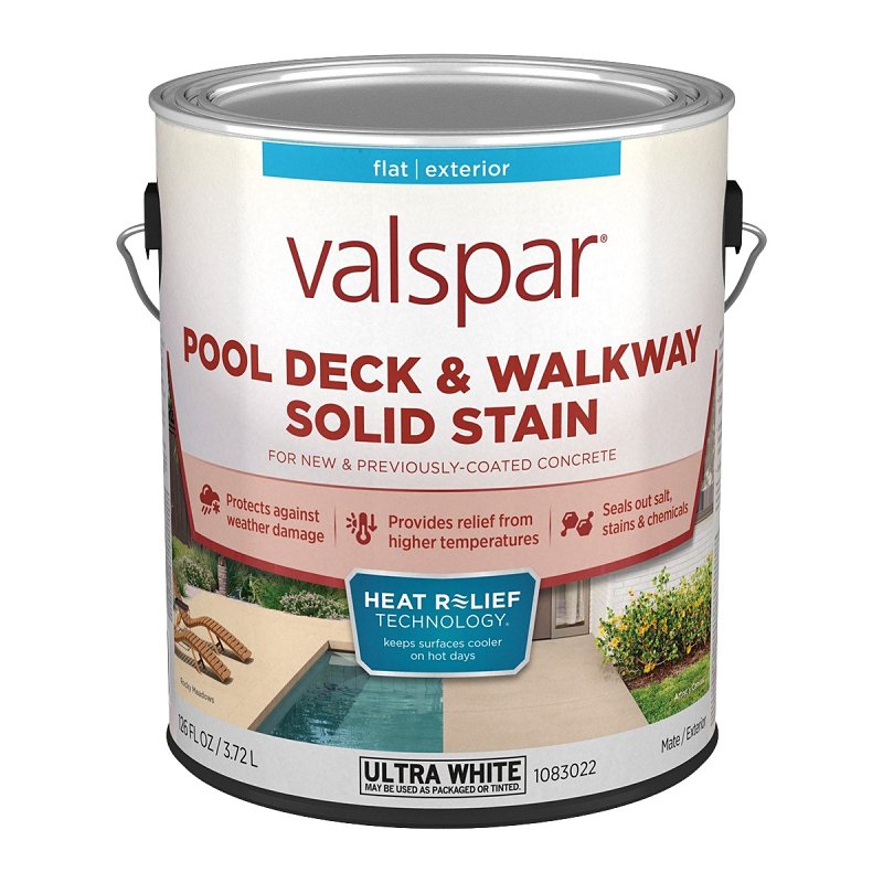 Valspar 024.1083022.007 Pool Deck and Walkway Paint, Flat, Ultra White, 1 gal, Pack of 4