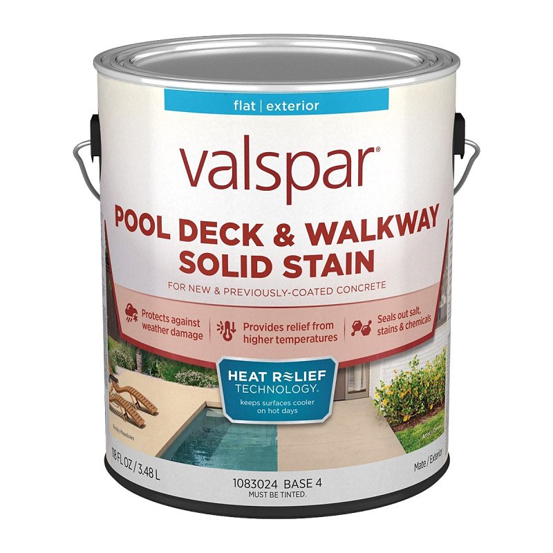 Valspar 024.1083024.007 Pool Deck and Walkway Paint, Flat, Base 4, 1 gal, Pack of 4