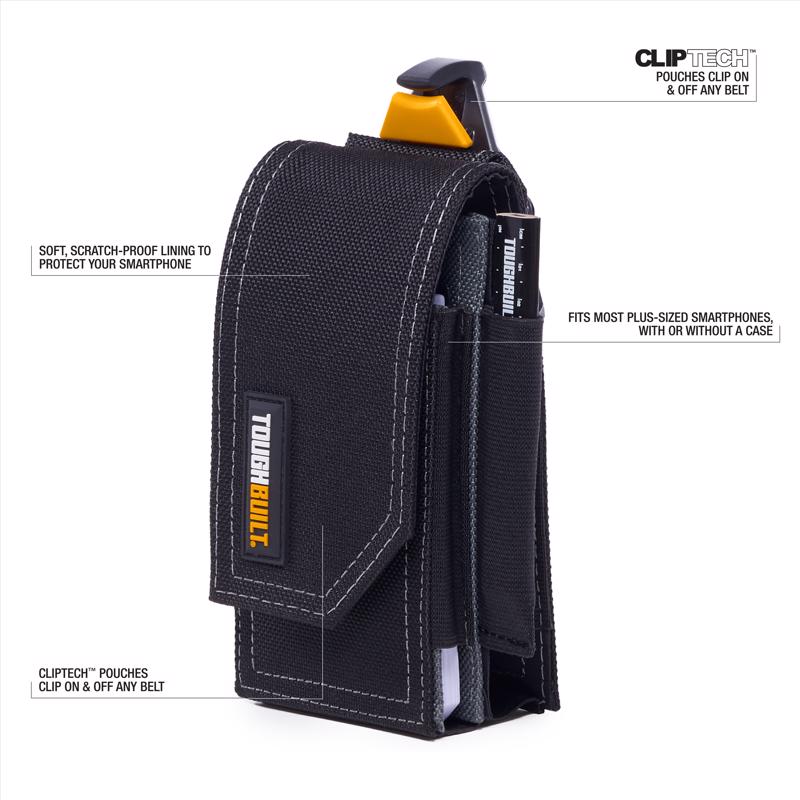 ToughBuilt 3.94 in. W X 7.28 in. H Polyester Smart Phone Pouch Tool Bag 2 pocket Black/Gray 1 pc