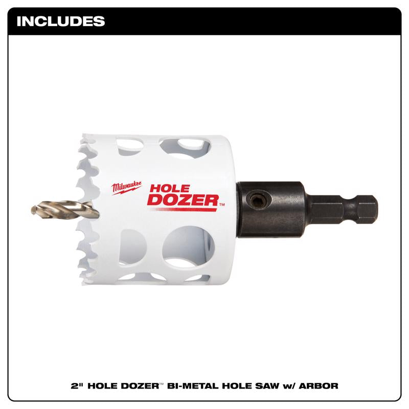 Milwaukee Hole Dozer 2 in. Bi-Metal Hole Saw with Arbor and Pilot Bit 1 pk, Pack of 2