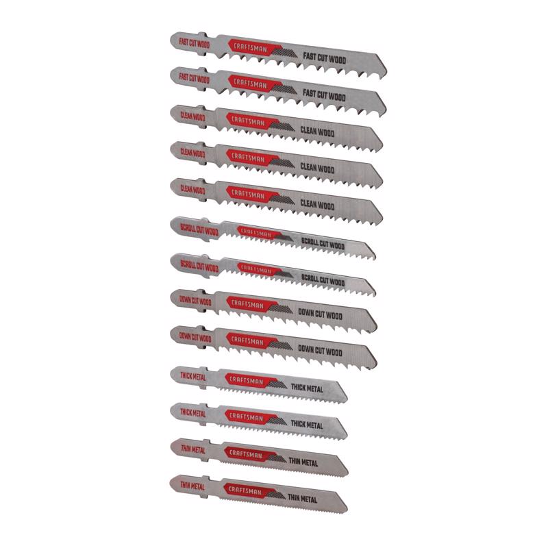 Craftsman 4.4 in. High Carbon Steel T-Shank Jig Saw Blade Set 13 pc