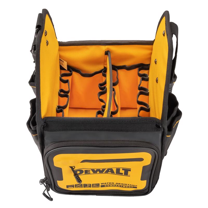 DeWalt Ballistic Nylon Electrician Tote Tote Bag 34 pocket Black/Yellow 1 pc