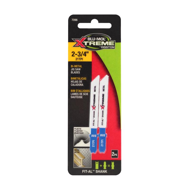 Blu-Mol Xtreme 2-3/4 in. Bi-Metal Universal Jig Saw Blade 21 TPI 2 pk