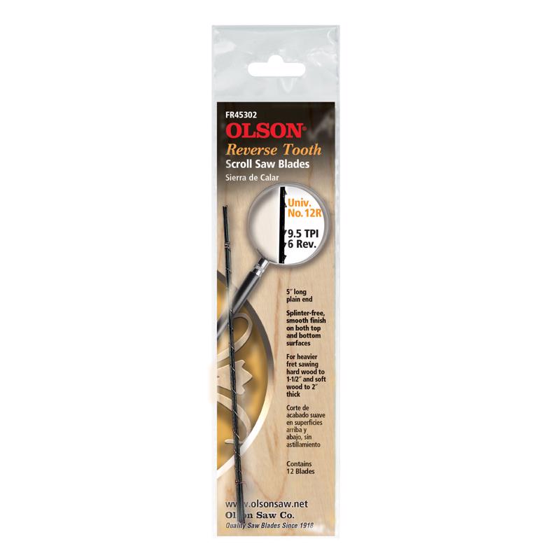 Olson 5 in. Carbon Steel Scroll Saw Blade 9.5 TPI 12 pk