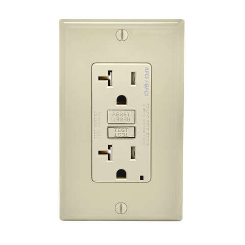 Leviton SmartlockPro 20 amps 125 V Duplex Light Almond AFCI/GFCI Dual Function Outlet 5-20R 1 pk