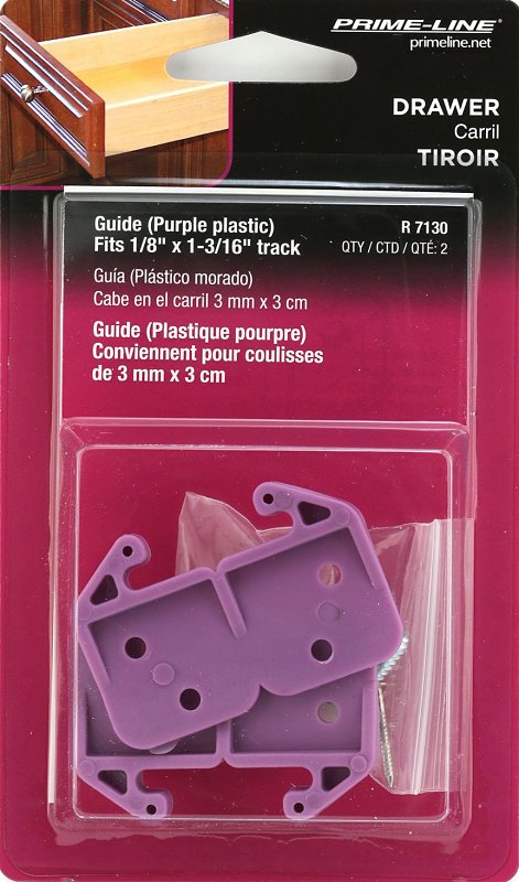 Prime-Line R 7130 Drawer Track Guide Kit, Plastic, Purple