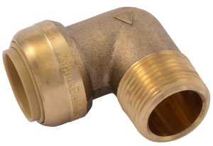 SharkBite U286LFA Pipe Elbow, 3/4 in, Push-To-Connect, 90 deg Angle, Brass, 200 psi