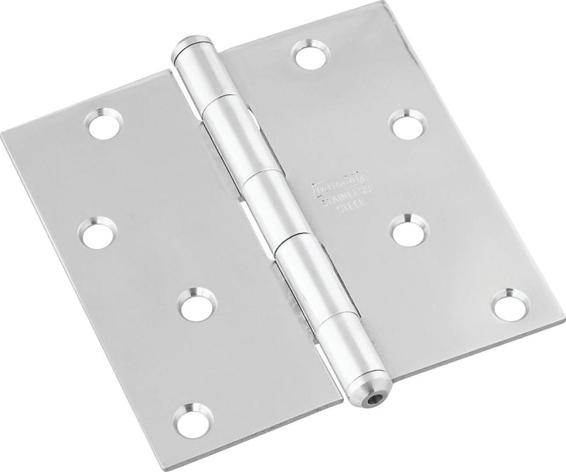National Hardware N830-276 Square Corner Door Hinge, Stainless Steel, Zinc-Plated, Non-Rising, Removable Pin, 55 lb
