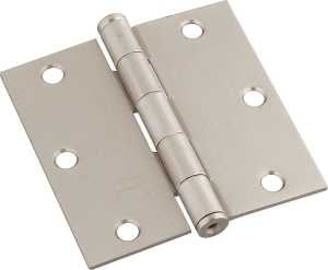 National Hardware N830-250 Door Hinge, Steel, Satin Nickel, Non-Rising, Removable Pin, 3 in L x 3 in W Dimensions, 50 lb