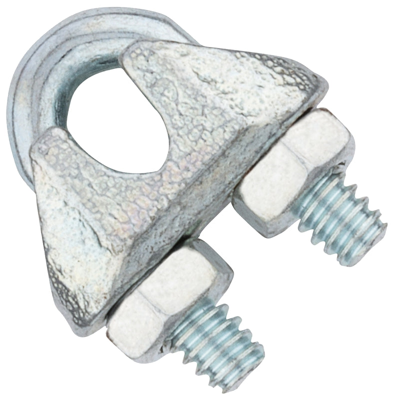 National Hardware N889-013 Wire Cable Clamp, 1/8 in Dia Cable, 17/32 in L, Iron/Steel, Zinc-Plated