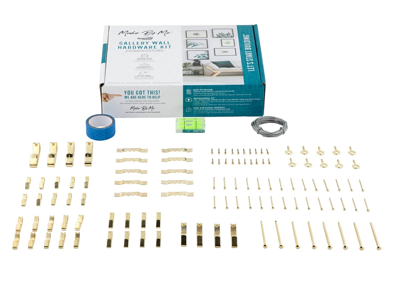 National Hardware Made By Me Series N900-004 Gallery Wall Hardware Kit, Steel, Brass, 67-Piece