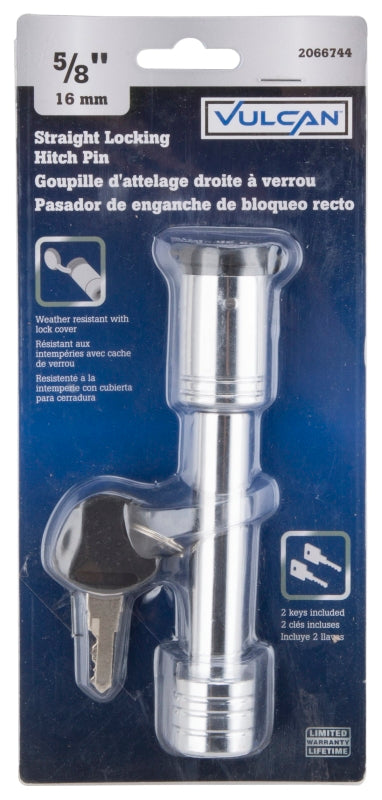 Vulcan HBB07 Straight Pin Lock, 5/8 in Dia Pin, 5-1/2 in OAL, Steel, Chrome