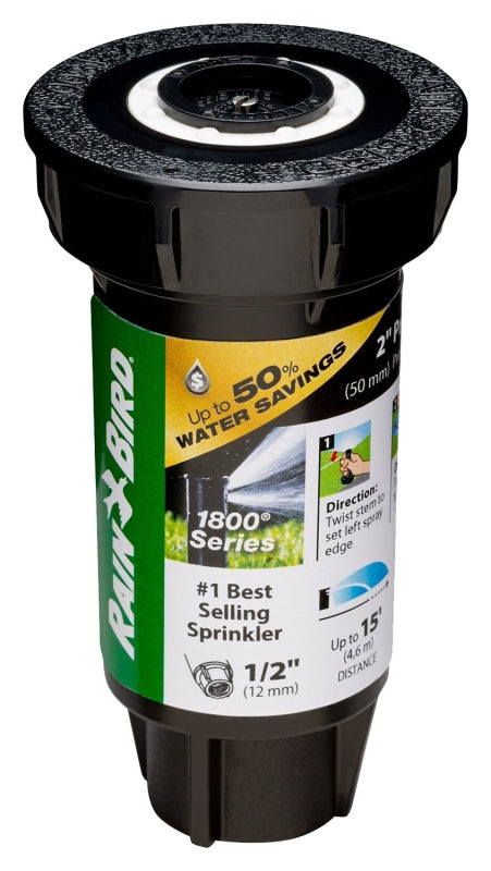 Rain Bird 1802QDSPRS Pressure Regulating Pop-Up Sprinkler, Part-Circle, 0.92 gpm, 1/2 in Connection, FNPT, 2 in H Pop-Up