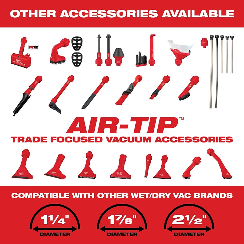 Milwaukee AIR-TIP 49-90-2031 Pivoting Extension Wand, For: 1-1/4 in, 1-7/8 in and 2-1/2 in Dia Wet/Dry Vacuum Cleaners