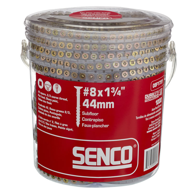 Senco DuraSpin No. 8 X 1-3/4 in. L Square Yellow Zinc Coarse Collated Wood Screws 1000 pk