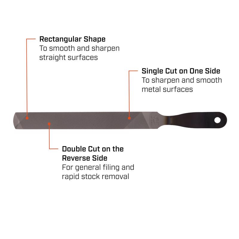 Crescent Nicholson 8 in. L X 1 in. W Steel Handy Double/Single Cut File 1 pc