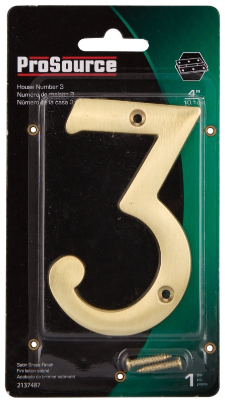 ProSource N-Z043PB3L-PS House Number, Character: 3, 4 in H Character, 2.36 in W Character
