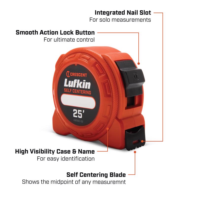 Lufkin 700 Series 25 ft. L X 1 in. W Self Centering Tape Measure 1 pk