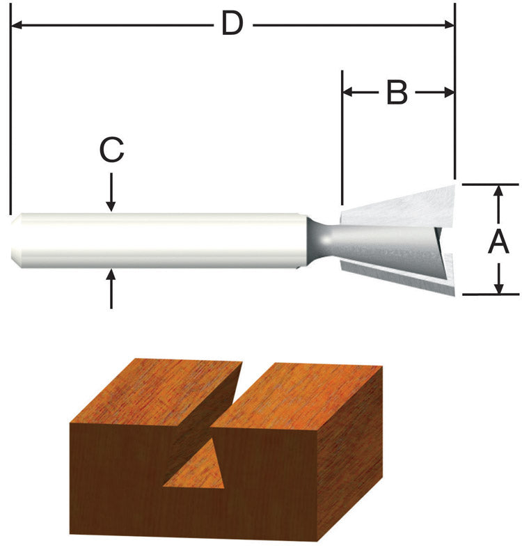 Vermont American 9/16 in. D X 9/16 in. X 2-9/16 in. L Carbide Tipped Dovetail Router Bit